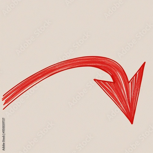 Red arrow up line hand drawn
