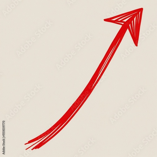 Red arrow up line hand drawn