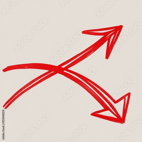 Red arrow up line hand drawn
