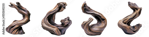 Four wooden sculptures of different shapes and sizes photo