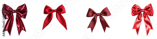 Four red bows are shown in a row