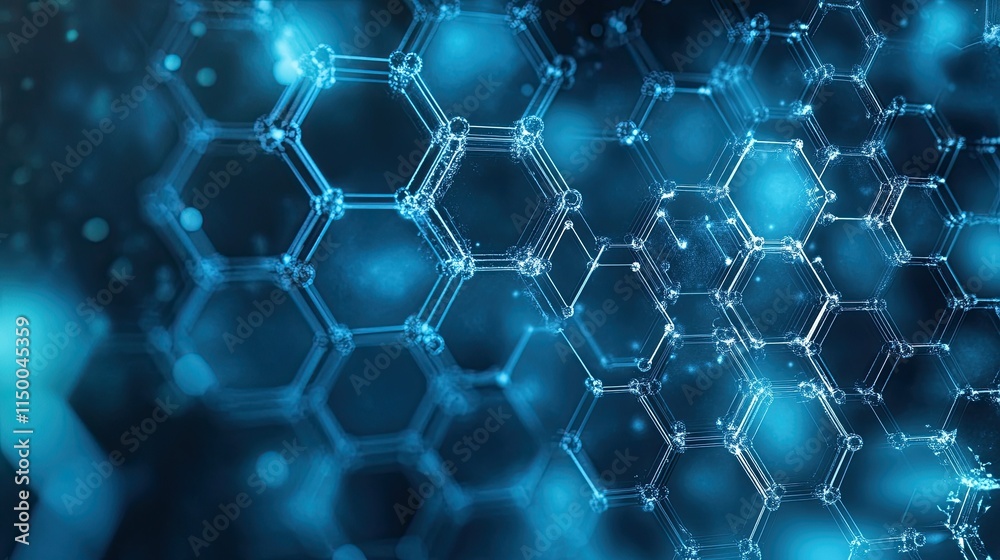 Fototapeta premium Abstract hexagonal molecular structures in technology background and science style. Medical design.