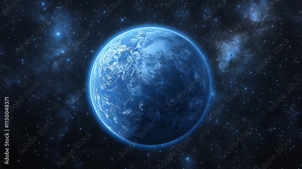 The Earth with blue lights from the city a dark sky galaxy space The Earth with blue lights from the city a dark sky galaxy space