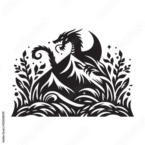 Wallpaper Mural Black Color Silhouette Vector Illustration, Solid White Background 47.eps Torontodigital.ca