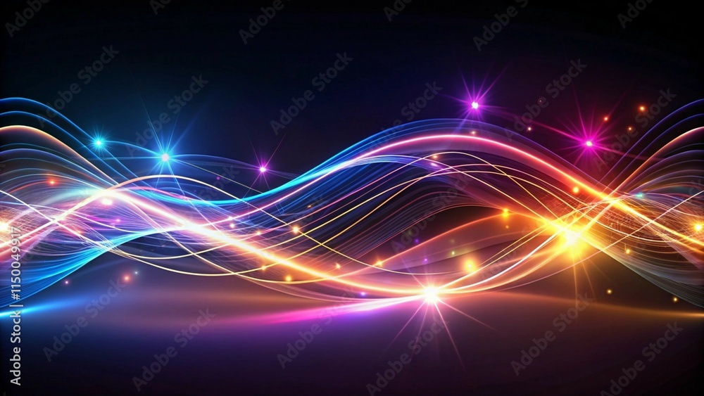 Obraz premium Modern glowing neon lines on a sleek dark background, evoking a futuristic technology theme.