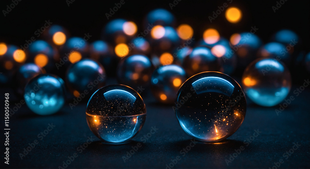 Soft-focus glowing orbs floating on a black background Soft-focus glowing orbs floating on a black background