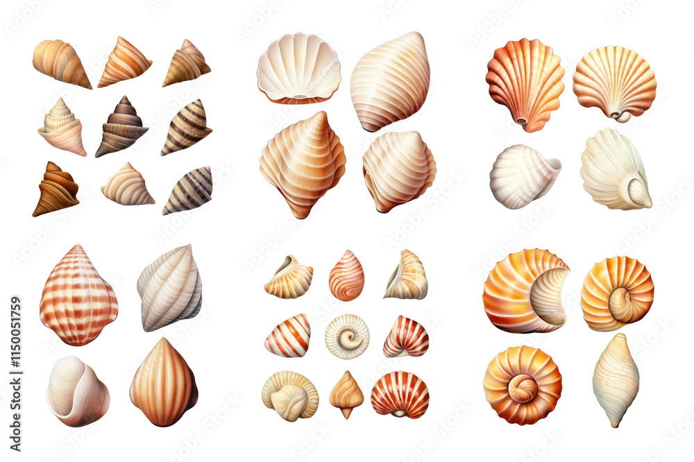 Seashell Collection Watercolor Collection Bundle Set Isolated on a Transparent Background Seashell Collection Watercolor Collection Bundle Set Isolated on a Transparent Background