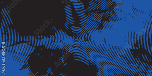 Distressed background in black and blue texture with spots, scratches and lines. Abstract vector illustration