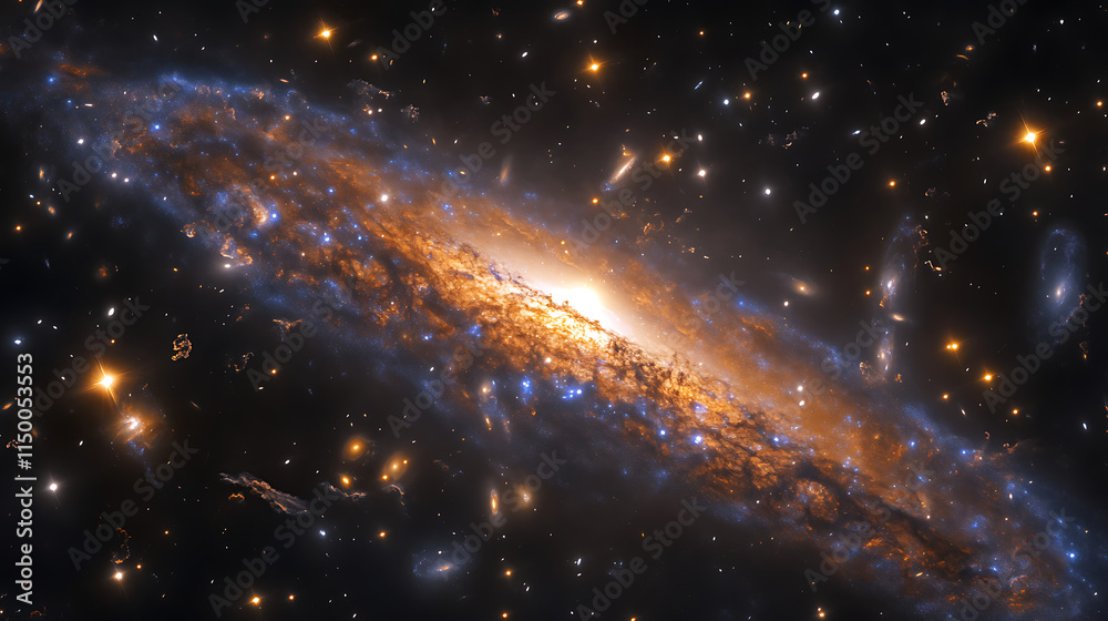 Obraz premium Cosmic Tapestry: NGC 1566 Spiral Galaxy in Deep Space 