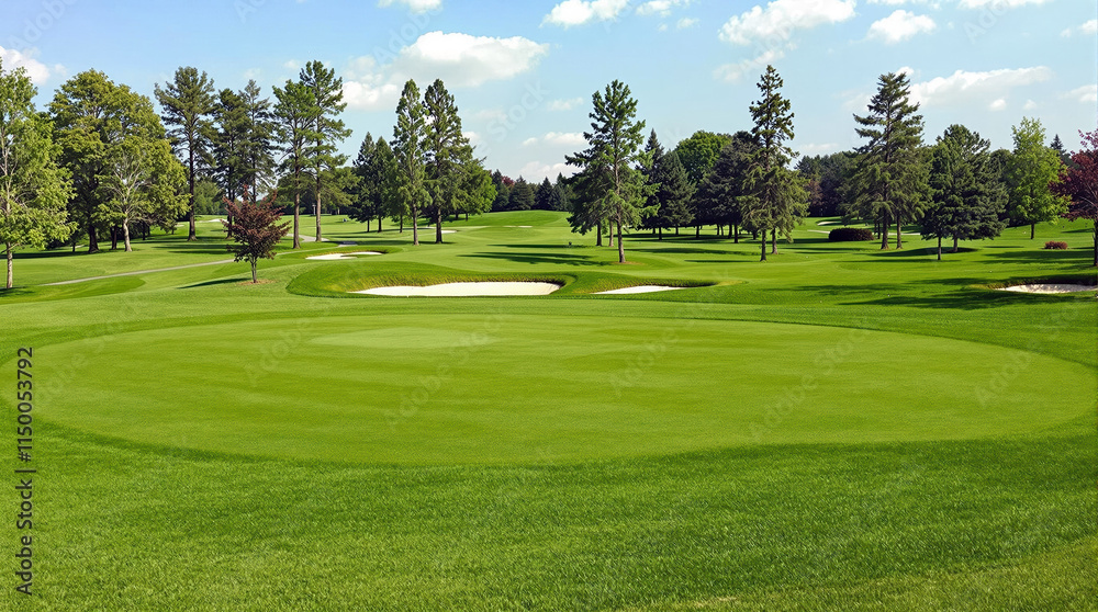 Spacious Golf Tee Area on Lush Green Golf Course Spacious Golf Tee Area on Lush Green Golf Course