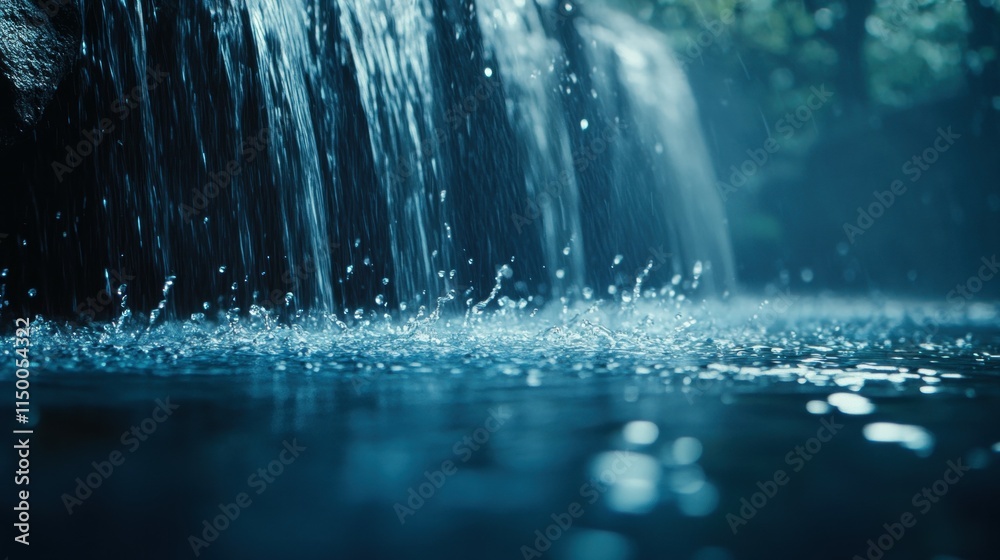 Tranquil Waterfall Cascading Over Rocks in a Serene Natural Landscape Tranquil Waterfall Cascading Over Rocks in a Serene Natural Landscape