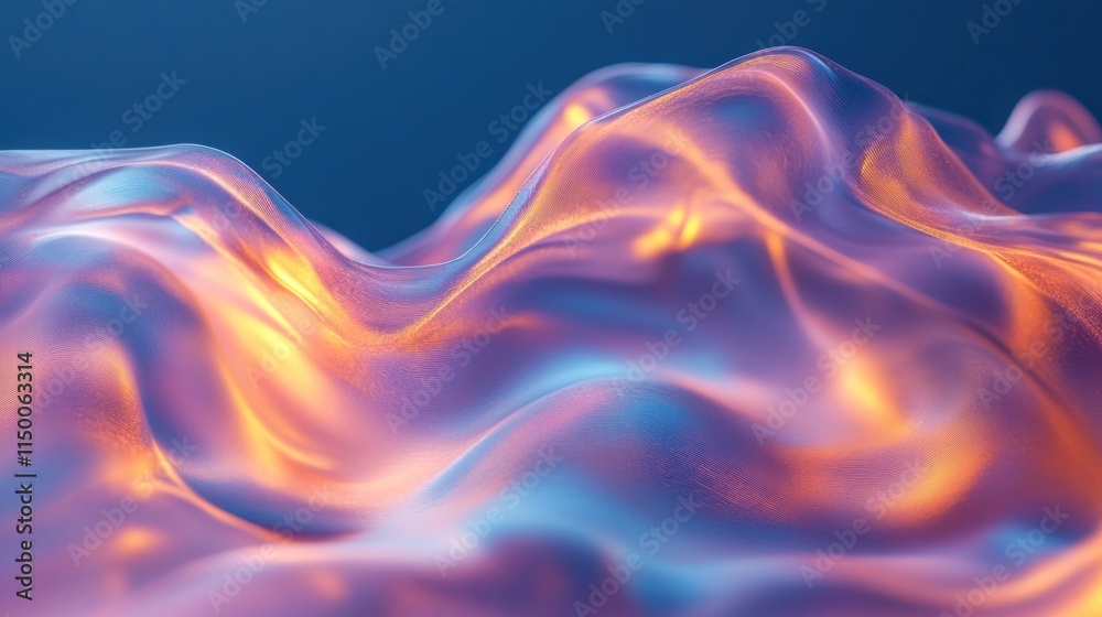 Obraz premium Abstract fluid forms with vibrant, iridescent colors and smooth, flowing textures.