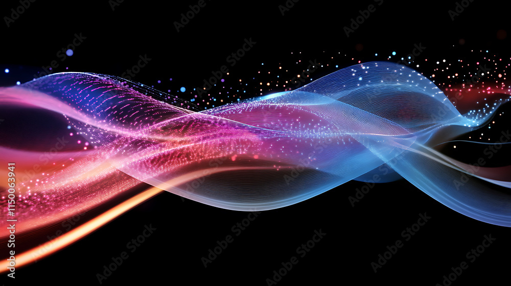 Fototapeta premium Abstract Flow: Red and Blue Energy Waves 