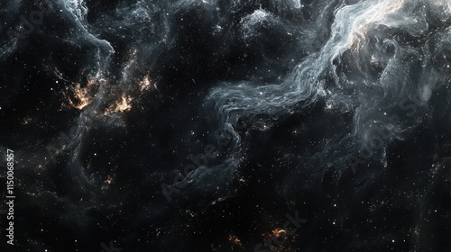 Abstract nebula cosmic swirling textures, dark space, and faint light, celestial. photo