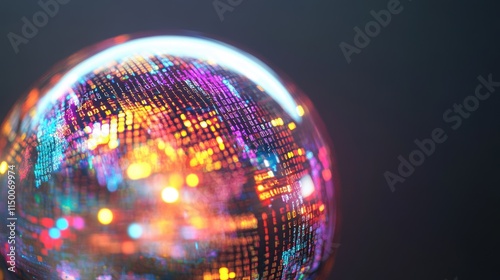 Disco Ball in Nightclub with Colorful Lights and Vibrant Atmosphere