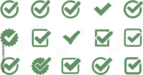 Green check mark icon. Check mark vector icon. Checkmark Illustration. Vector symbols set ,green checkmark isolated on white background. Correct vote choise isolated symbol.