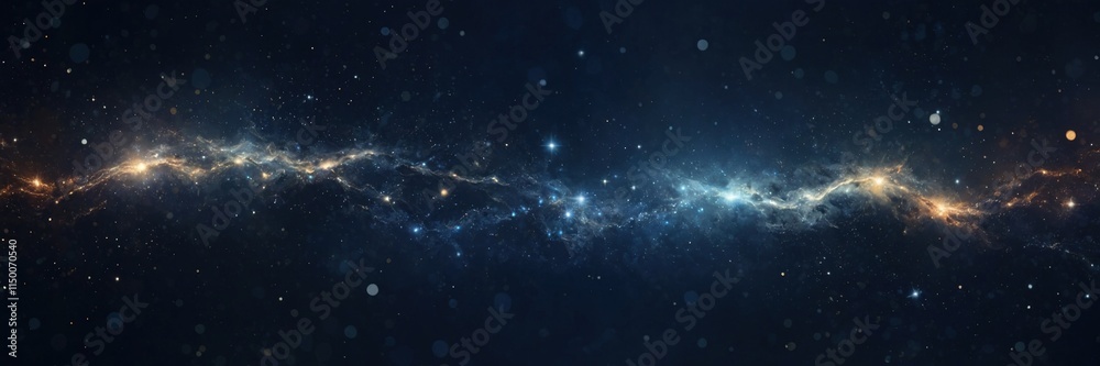 Fototapeta premium Deep Blue Galaxy with Twinkling Stars and Cosmic Glow Wallpaper Banner Background