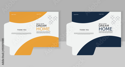 Simple and minimalist real estate business presentation file folder template design vector