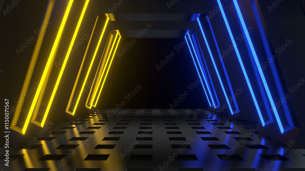 Fototapeta premium Abstract Laser Block Tunnel Background