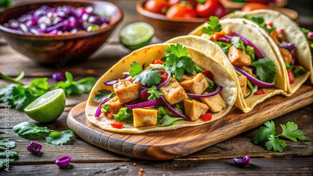 Asian Fusion Tofu Tacos: High-Depth-of-Field Food Photography Asian Fusion Tofu Tacos: High-Depth-of-Field Food Photography