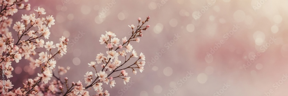 Soft Pink Cherry Blossoms on a Blurred Romantic Background Wallpaper Banner Background Soft Pink Cherry Blossoms on a Blurred Romantic Background Wallpaper Banner Background