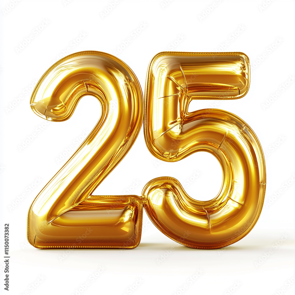 25 3d number gold isolated on white background 25 3d number gold isolated on white background