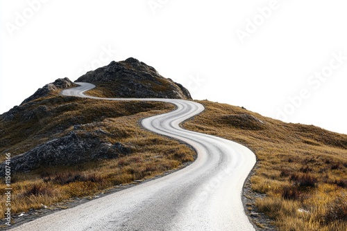 Winding road curving up a mountain. (2)