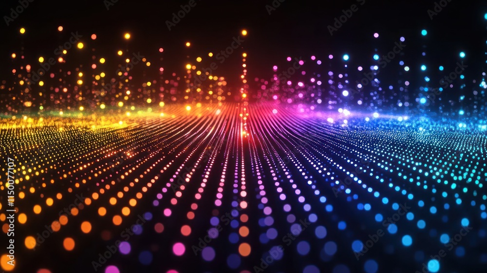 Obraz premium Abstract vibrant colorful digital particle light show.