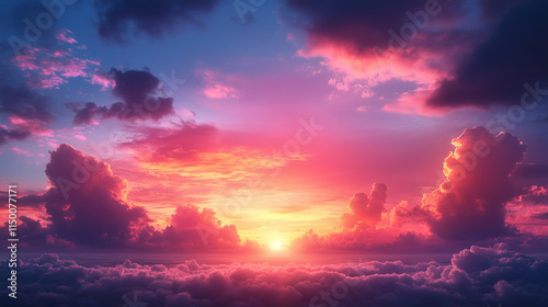 Vibrant Sunset with Dark Clouds and Stunning Sky Colors