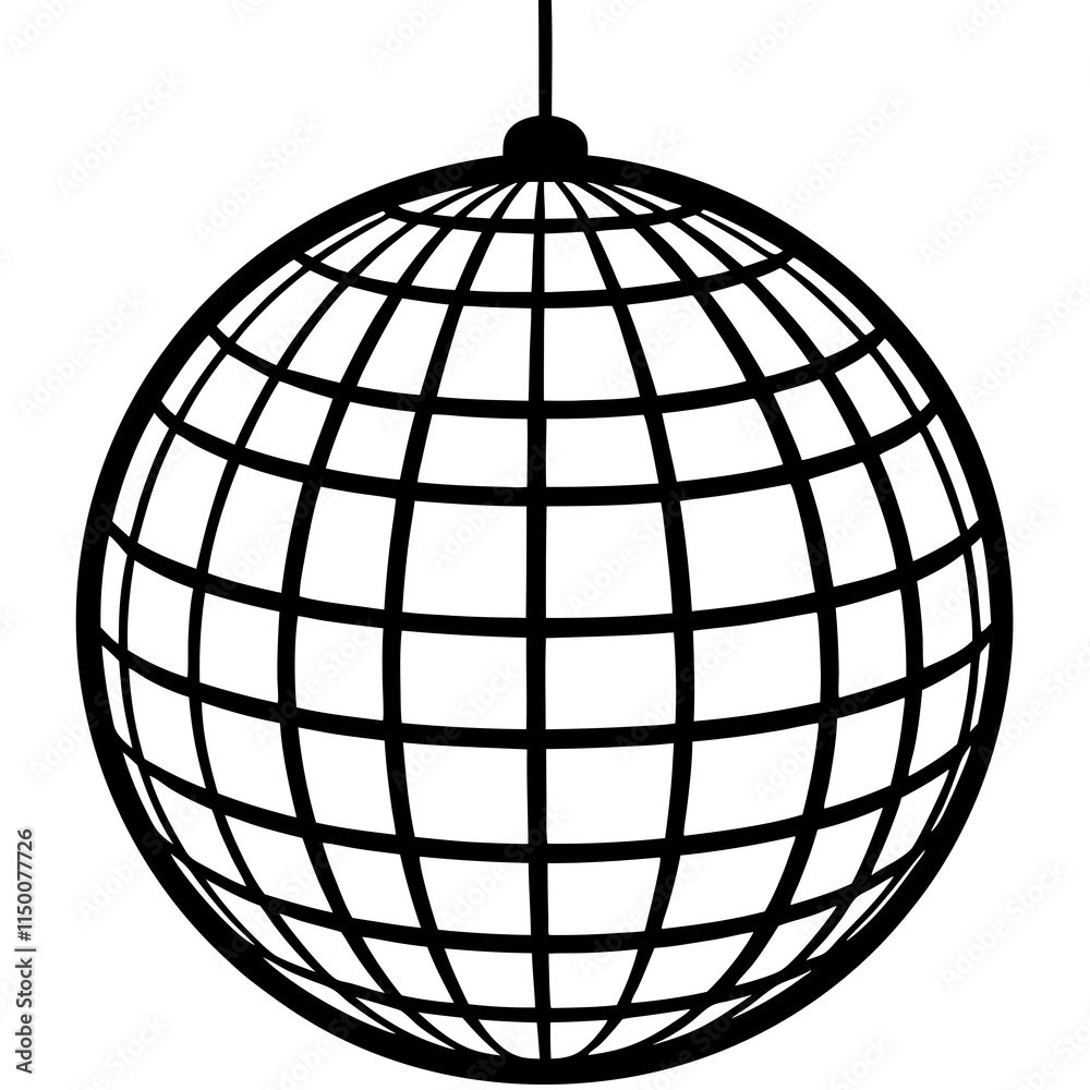 Disco Ball vector silhouette black design white background Disco Ball vector silhouette black design white background