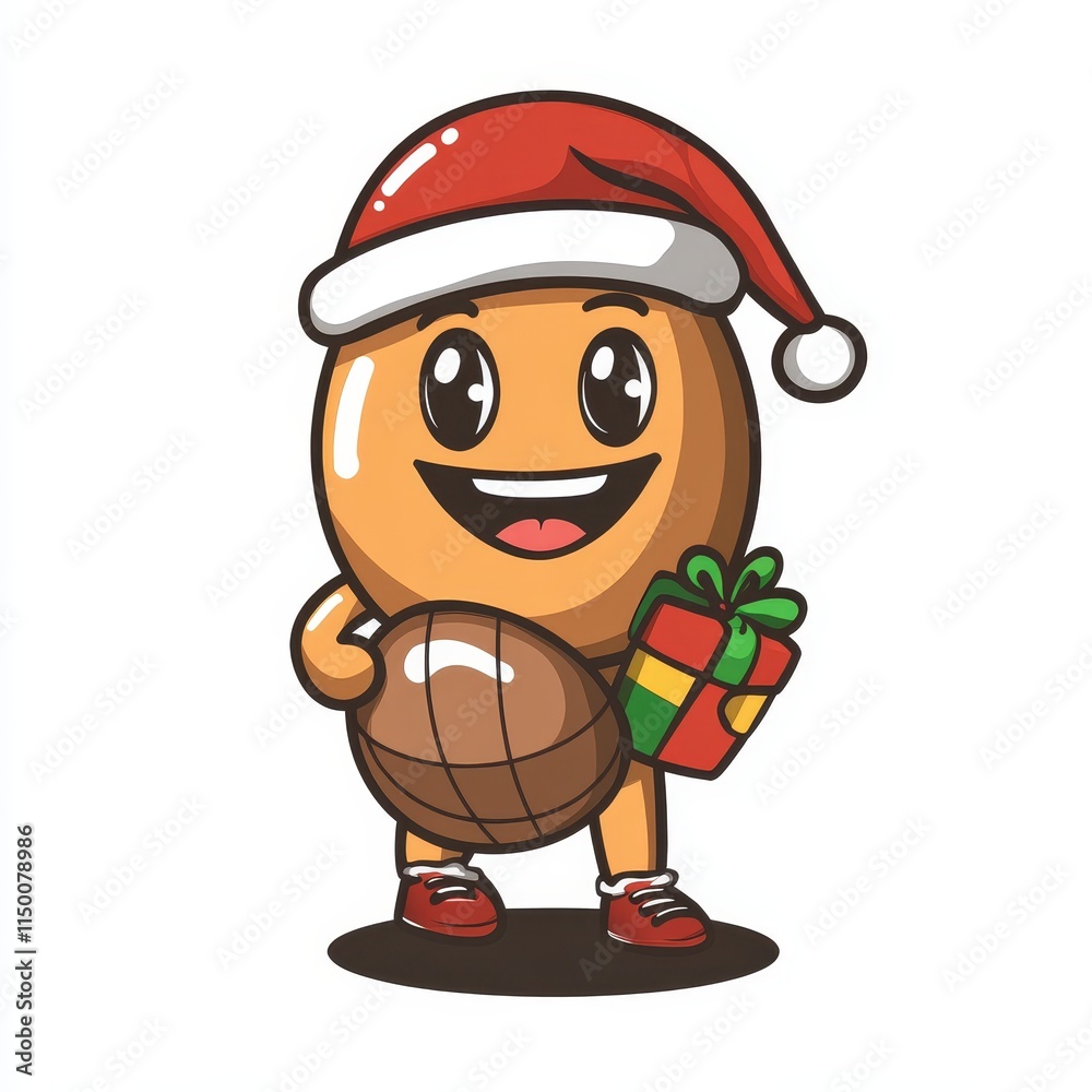 Contemporary portrayal of a rugby mascot or character wearing a Santa hat Contemporary portrayal of a rugby mascot or character wearing a Santa hat