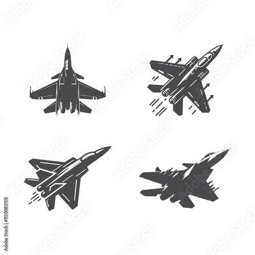 set of airplanes, set of airplanes  set of silhouettes vector design