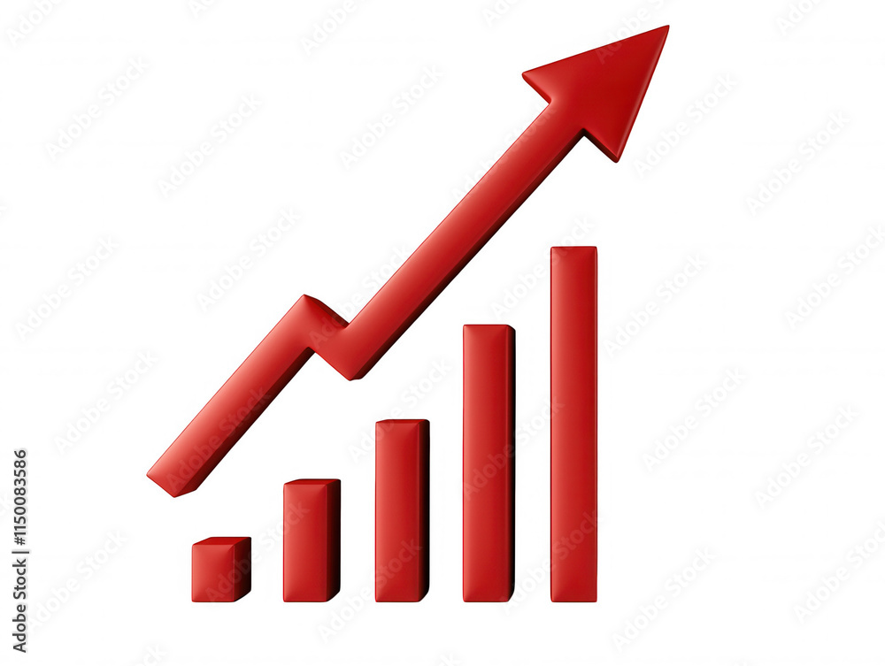 Rising Trend in Financial Growth Represented by Red Graph Illustrating Increasing Performance Over Time for Business and Economic Analysis Rising Trend in Financial Growth Represented by Red Graph Illustrating Increasing Performance Over Time for Business and Economic Analysis