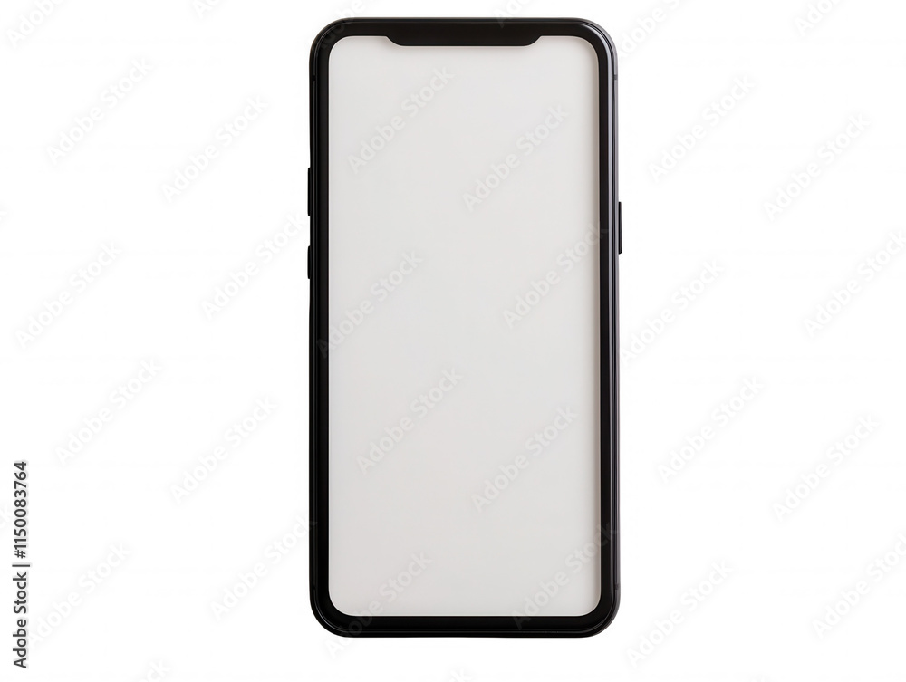 Modern Smart Phone with a Blank Screen Displaying Minimalist Ideal for Customizable Applications and User Interface Creations Modern Smart Phone with a Blank Screen Displaying Minimalist Ideal for Customizable Applications and User Interface Creations