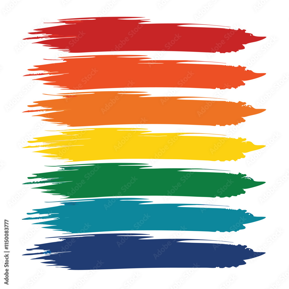 Colorful Rainbow Brush Strokes on White Background. Colorful Rainbow Brush Strokes on White Background.