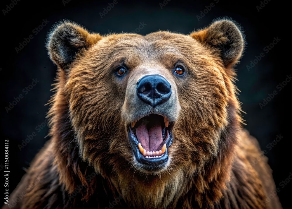 Majestic Grizzly Bear Roaring, Tilt-Shift Wildlife Photography, Conservation Image Majestic Grizzly Bear Roaring, Tilt-Shift Wildlife Photography, Conservation Image