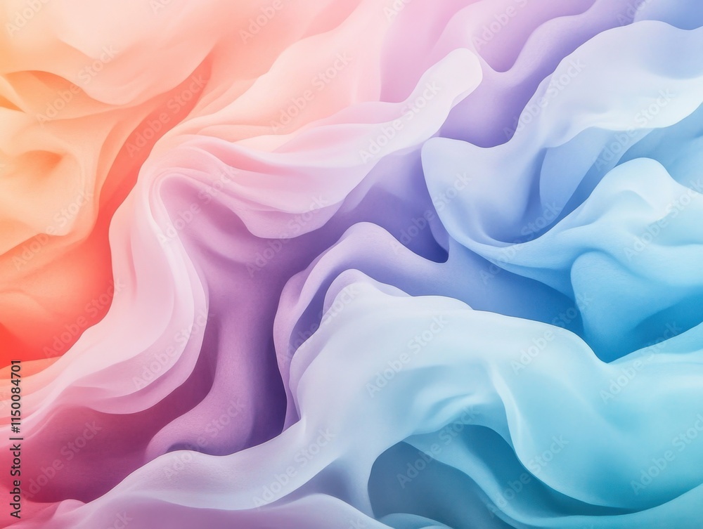 Fototapeta premium Colorful abstract fabric waves in soft gradient flowing pattern