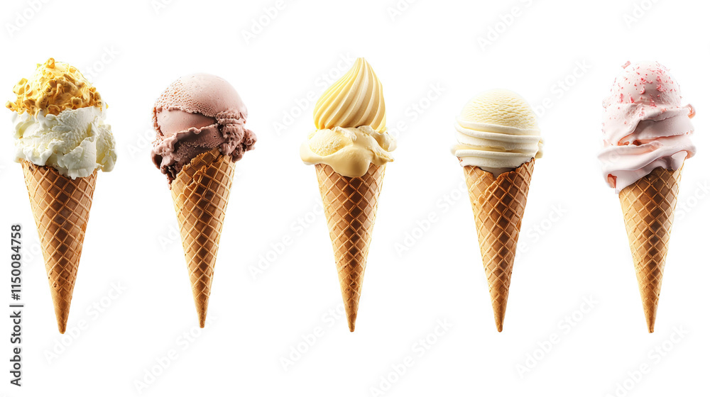 Delicious ice cream cones with studio setting high-quality photography Delicious ice cream cones with studio setting high-quality photography