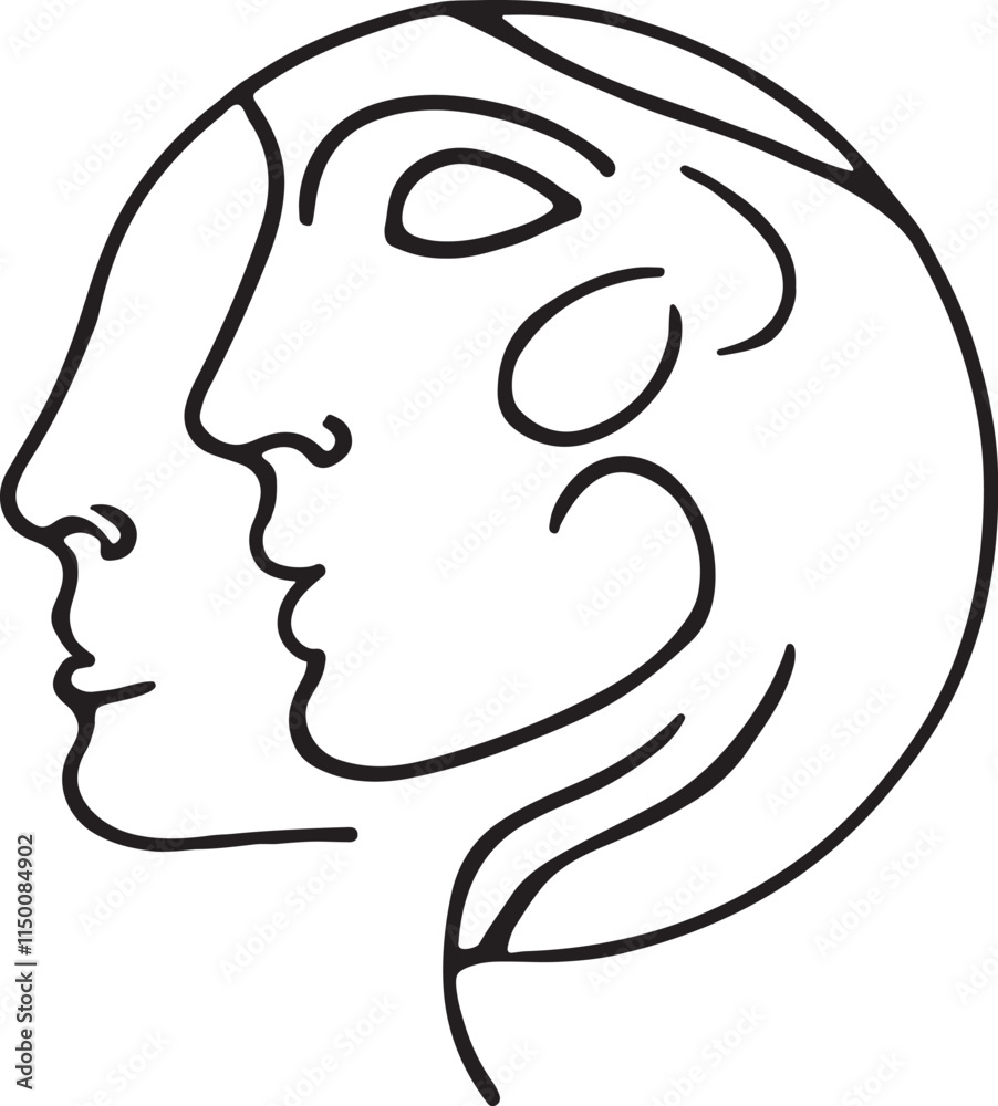 illustration of a person face line art illustration of a person face line art
