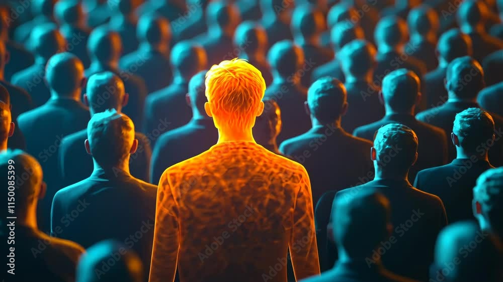 Unique Individual Standing Out in Crowd Leadership Difference Success People