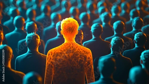 Unique Individual Standing Out in Crowd Leadership Difference Success People