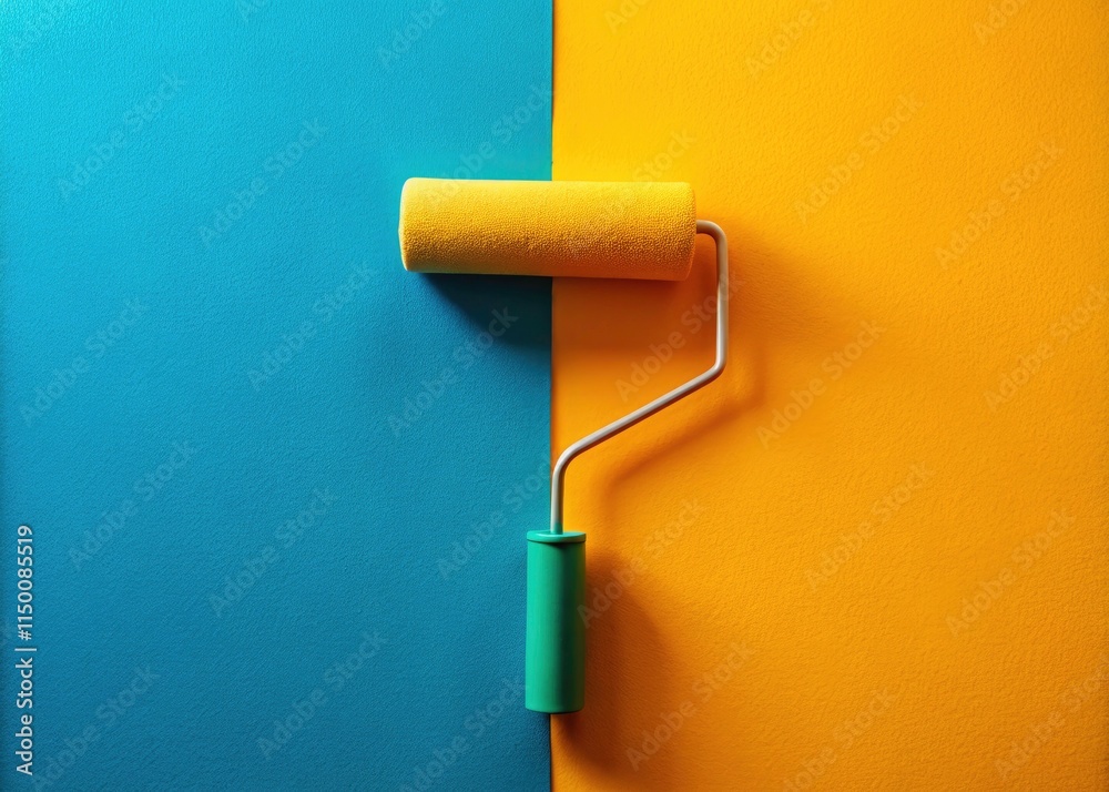 Obraz premium Minimalist Paint Roller Line Inverted Abstract Art Photography, Modern Home Decor, Geometric Wall Design