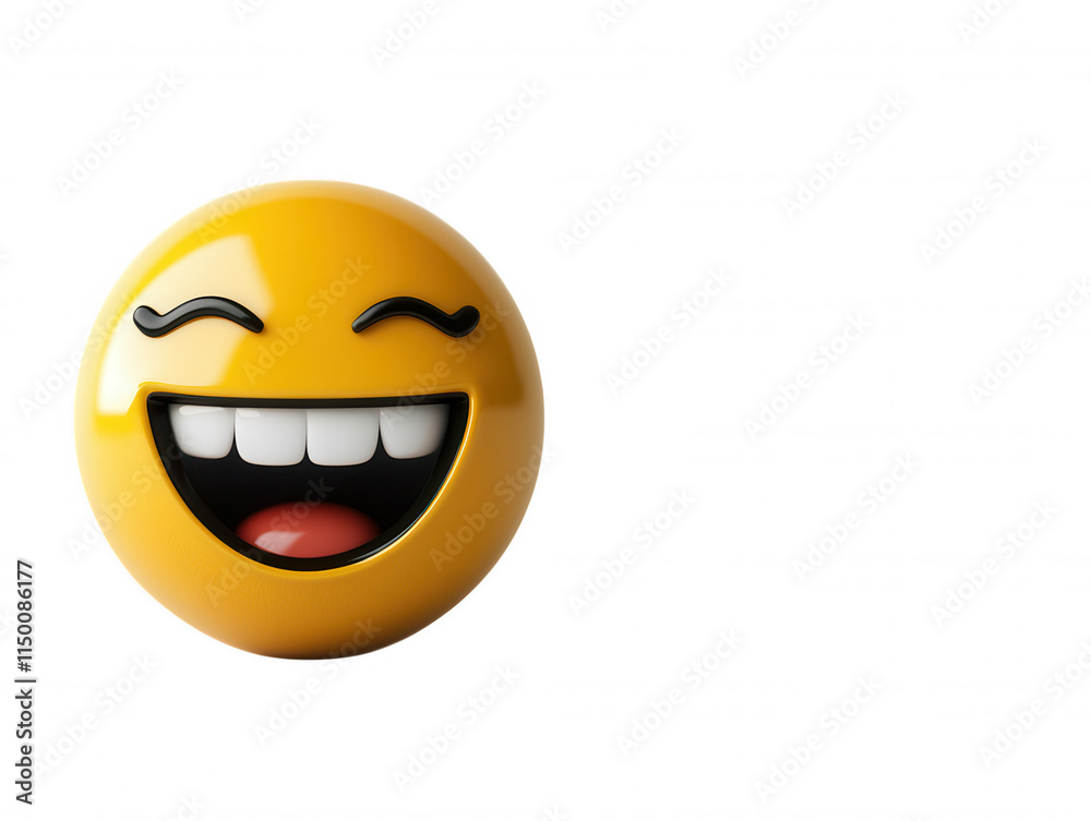 Bright and Cheerful Smiling Emoji with Big Eyes and Wide Grin, Perfect for Expressing Happiness and Joy in Various Digital Communications Bright and Cheerful Smiling Emoji with Big Eyes and Wide Grin, Perfect for Expressing Happiness and Joy in Various Digital Communications