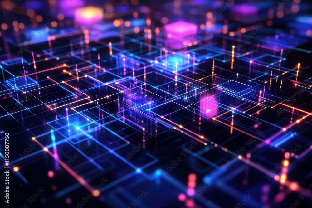 Obraz premium Abstract digital network, glowing lines and nodes. (10)