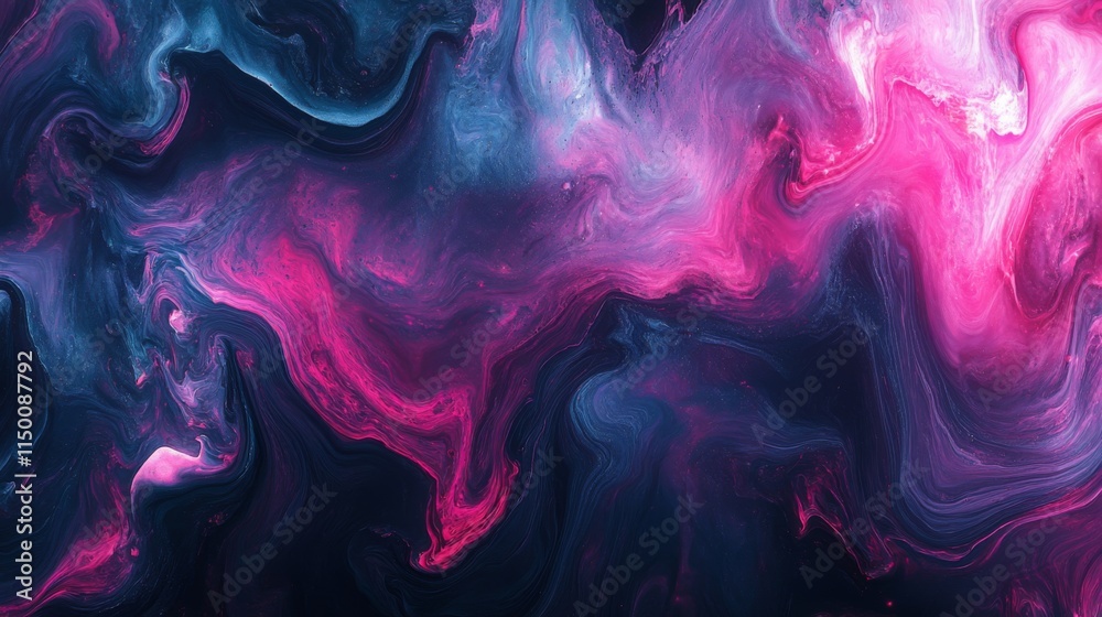 Fototapeta premium Abstract Swirling Pink and Blue Paint Texture