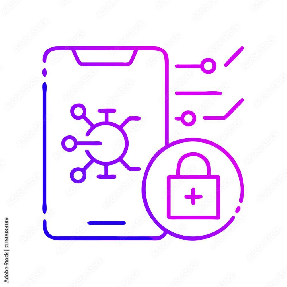 Minimalist data sanitization icon with mobile device and lock. Perfect for content about cybersecurity, data protection, and digital threats. Symbol of danger, viruses, and data breaches Minimalist data sanitization icon with mobile device and lock. Perfect for content about cybersecurity, data protection, and digital threats. Symbol of danger, viruses, and data breaches