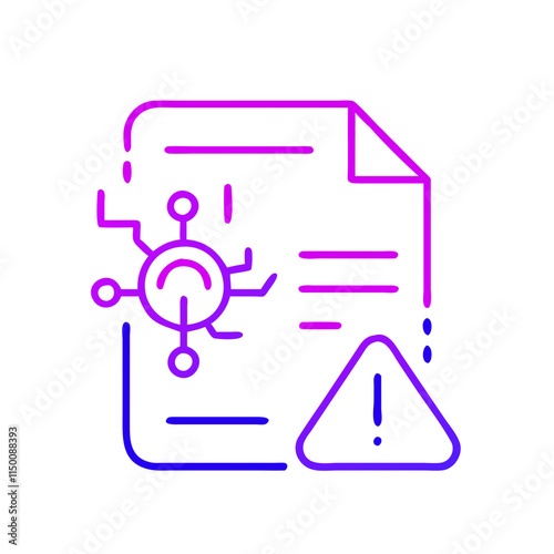 Minimalist incident reporting icon with document and alert symbol. Perfect for content about cybersecurity, data protection, and digital threats. Symbol of danger, viruses, and data breaches