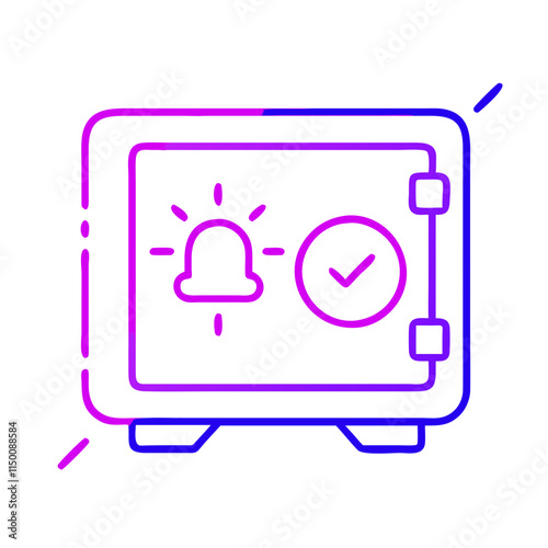 Minimalist safe mode icon with vault and alert symbol. Perfect for content about cybersecurity, data protection, and digital threats. Symbol of danger, viruses, and data breaches