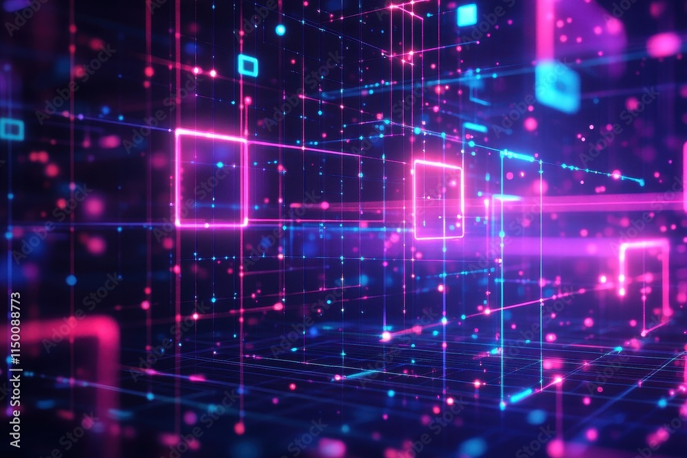 Abstract glowing network data digital grid. Abstract glowing network data digital grid.