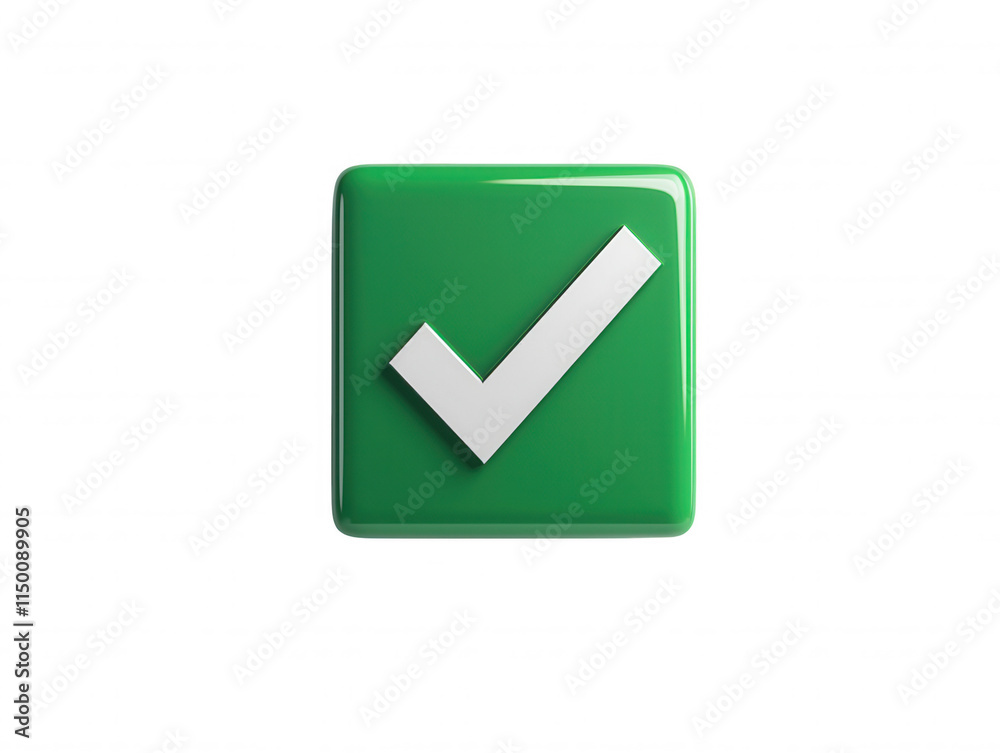 Modern Green Checkbox Symbol with White Checkmark on a Glossy Background Suitable for Digital Interfaces and User Interface in Various Applications Modern Green Checkbox Symbol with White Checkmark on a Glossy Background Suitable for Digital Interfaces and User Interface in Various Applications